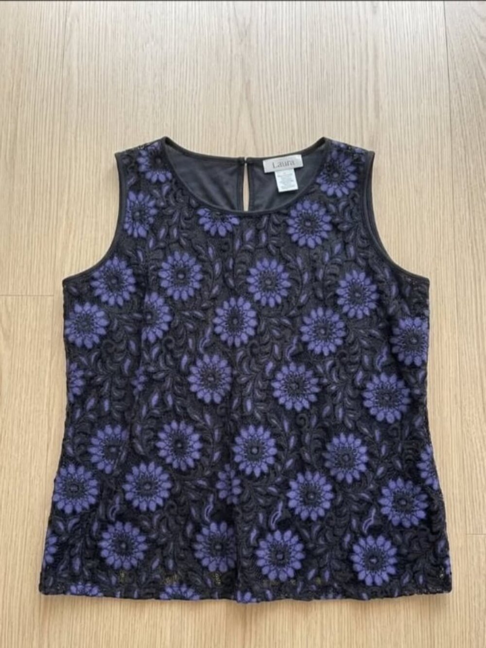 Ricki's Blue Floral Lace Sleeveless Blouse XXL #240